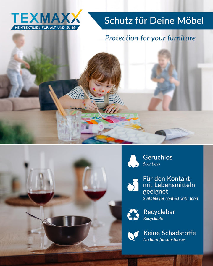Tischfolie transparent 2 mm PVC mit abgeschrägten Kanten - Bild 3