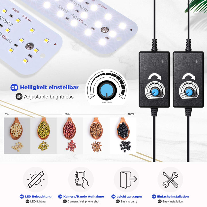 Fotobox LED 60x60x60 cm mit 192 LEDs CRI95+ und 4 Hintergründen - Bild 5