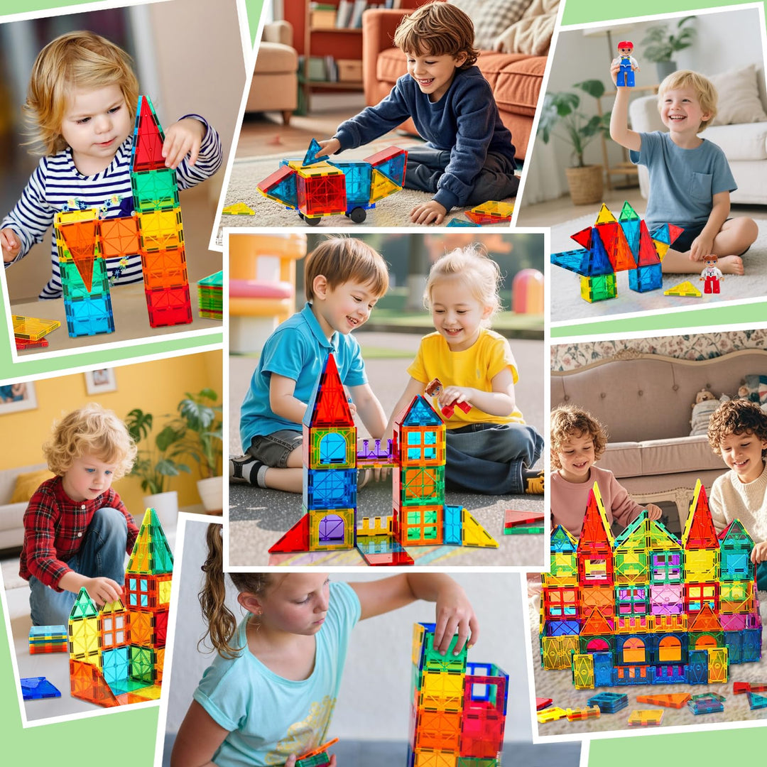 Magnetische Bausteine 120-teilig mit 2 Figuren und 2 Autos ab 3 Jahren - Bild 8