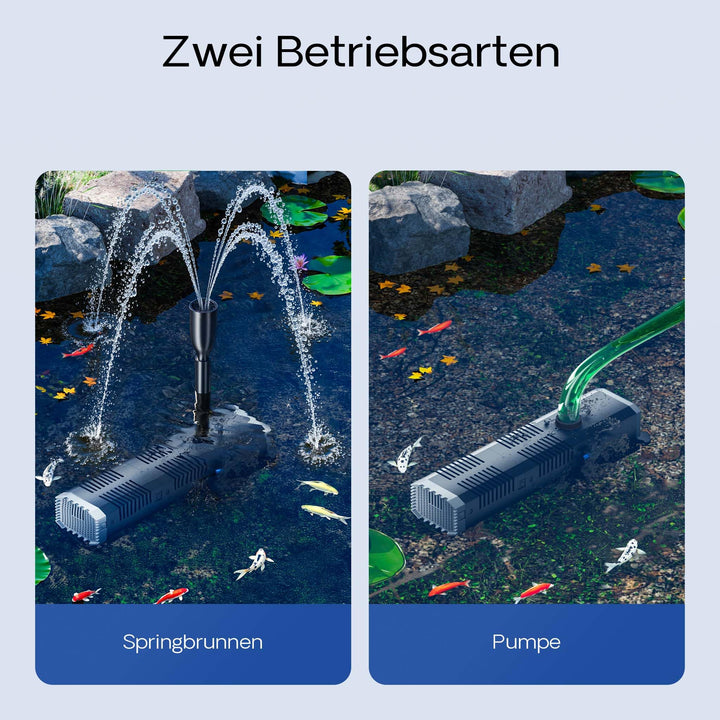 Teichpumpe 1500 l/h 25 W regelbar mit Filterschwamm für Gartenteich - Bild 6