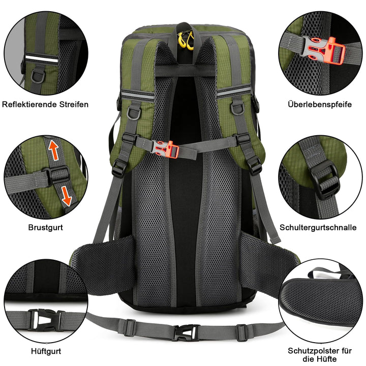 Wanderrucksack 50L mit Regenhülle Trekking Camping Unisex - Bild 5