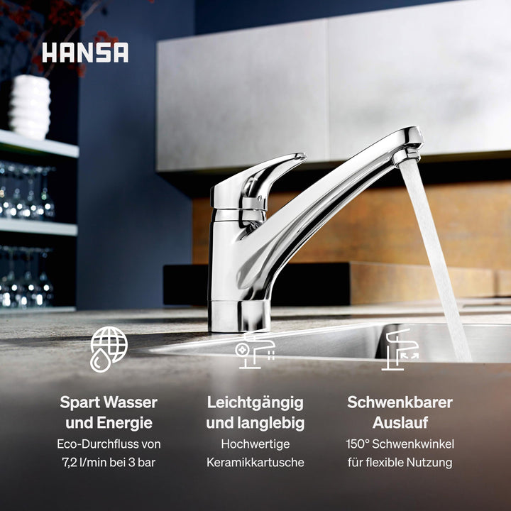 Küchenarmatur Chrom schwenkbar 150° Einhebel mit Wassersparfunktion - Bild 3
