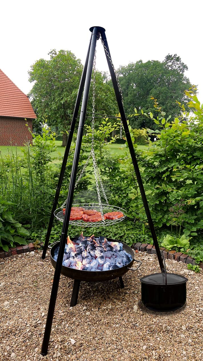Schwenkgrill Set 4-in-1 mit Feuerschale 60cm Ø Emailletopf 15L - Bild 6
