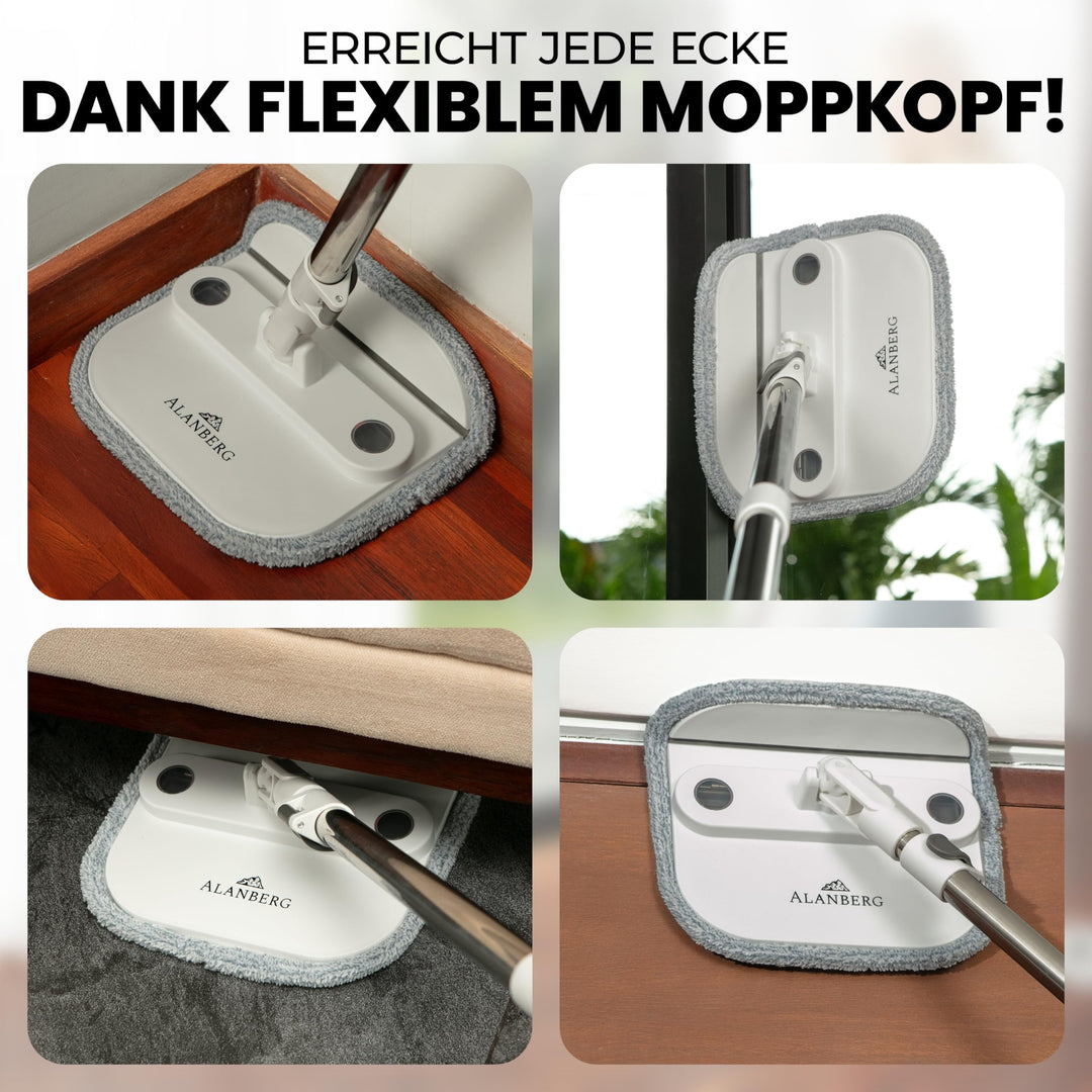 Wischmopp Set mit Eimer 2-Kammer-System Teleskopstiel bis 160 cm - Bild 5
