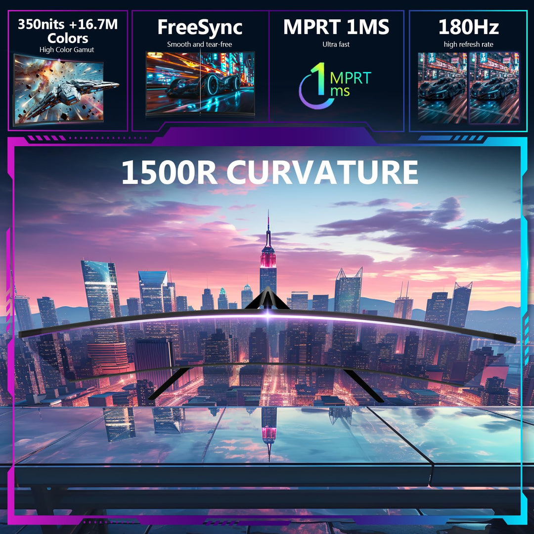 Curved Gaming Monitor 27 Zoll VA 180Hz 1ms FHD FreeSync - Bild 3