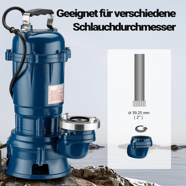 Schmutzwasserpumpe 550 W Tauchpumpe 16.200 l/h mit 20 m Schlauch - Bild 4