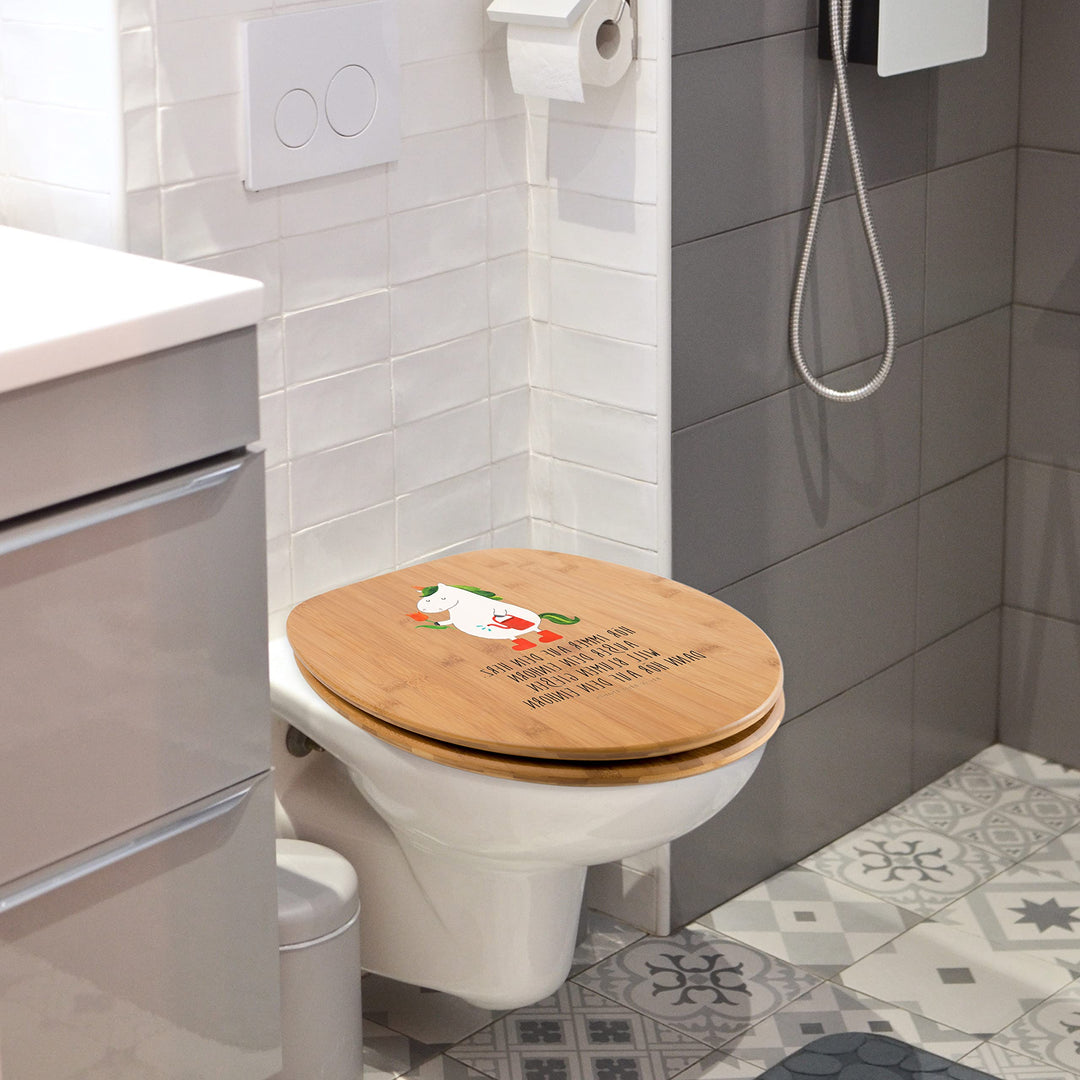 WC-Sitz Einhorn-Motiv mit Giesskanne Bambus/MDF 430x370mm - Bild 2