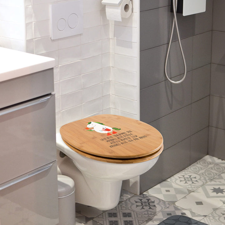 WC-Sitz Einhorn-Motiv mit Giesskanne Bambus/MDF 430x370mm - Bild 2