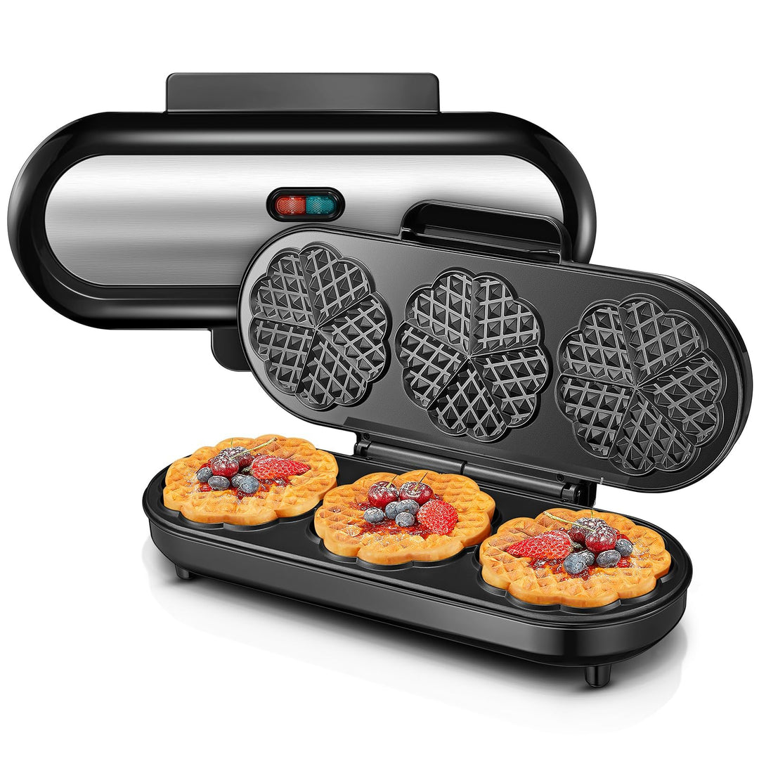 Herzwaffeleisen 3 Backflächen 1200W für 15 Waffeln Party &amp; Familie