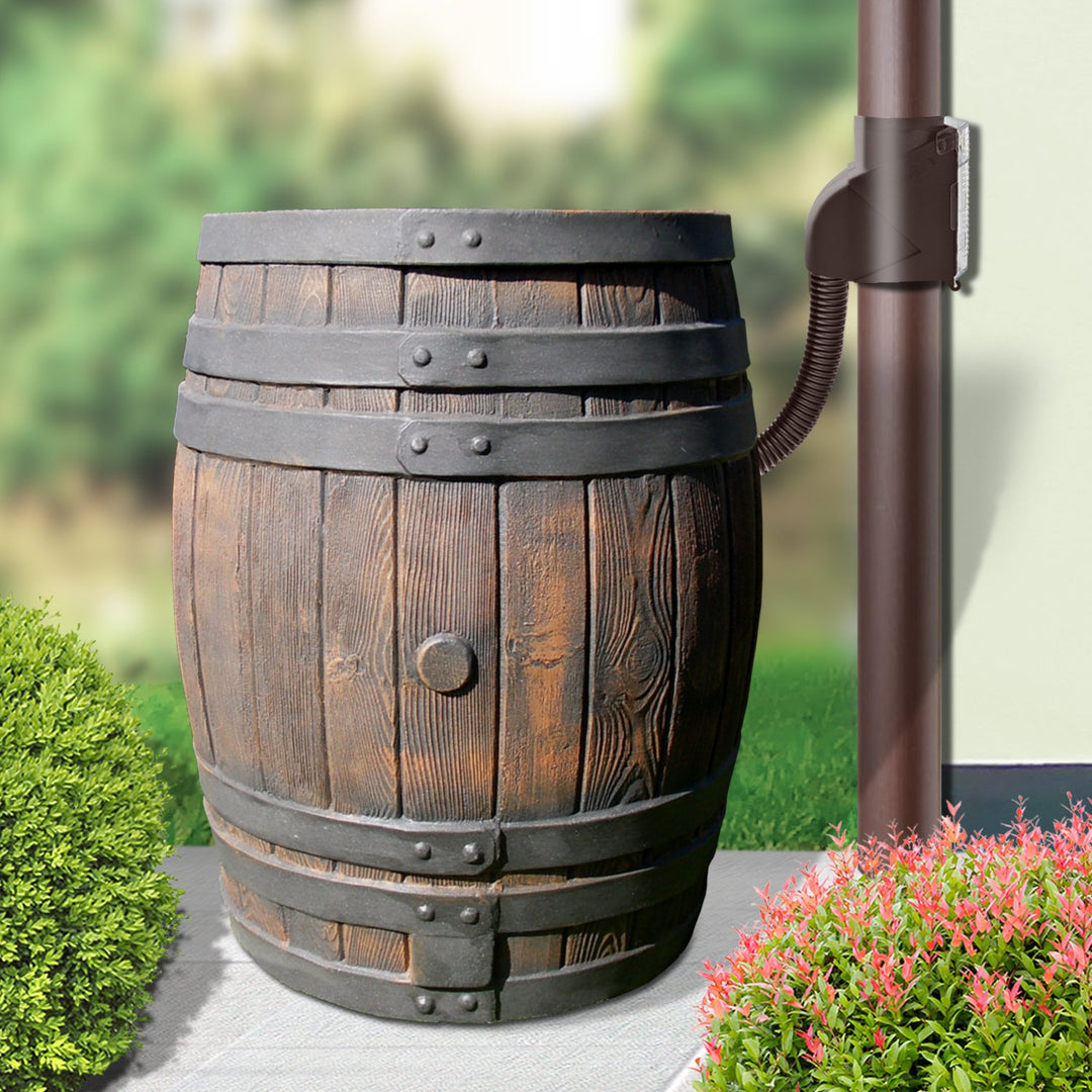 Regentonne Eichenfass-Optik 50L PE-Kunststoff frostsicher mit Hahn