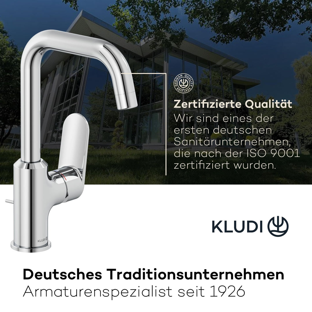 Waschtischarmatur Chrom 360° schwenkbar mit Zugstangen-Ablauf Messing - Bild 7