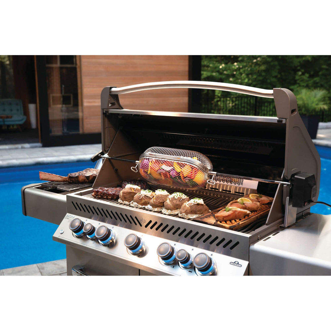 Grillkorb mit Drehspiess für Napoleon Grills, Schwarz - Bild 6