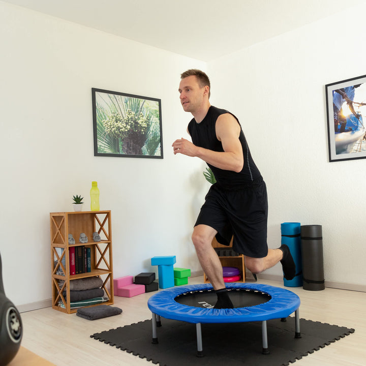 Fitness-Trampolin faltbar Indoor 95 cm, bis 100 kg, blau-schwarz - Bild 3