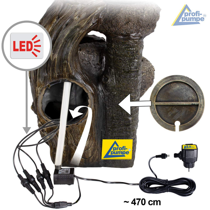 Gartenbrunnen Baumstumpf mit LED-Licht Polyresin Indoor Outdoor 57cm - Bild 8
