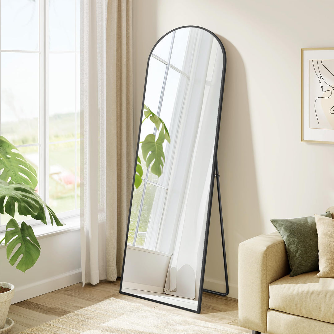 Standspiegel Ganzkörper gewölbt Hartglas 160x50 cm Tintenschwarz