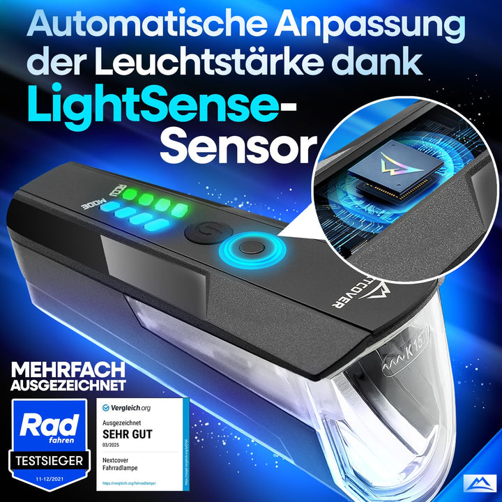 Fahrradlicht Set LED USB aufladbar mit Lichtsensor 12h Akku StVZO - Bild 2