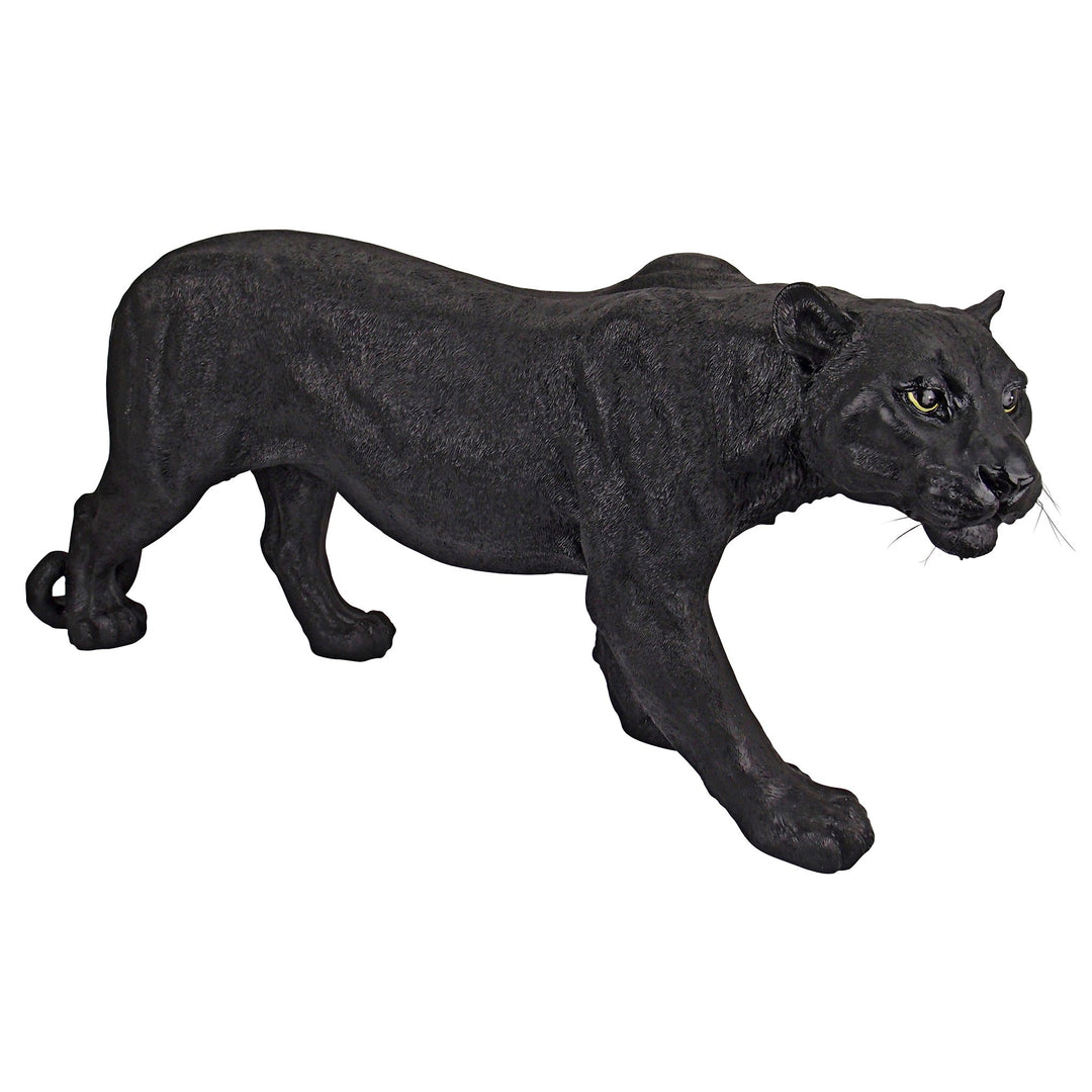 Schwarzer Panther Gartenfigur Kunstharz mit Steinsplitt handbemalt