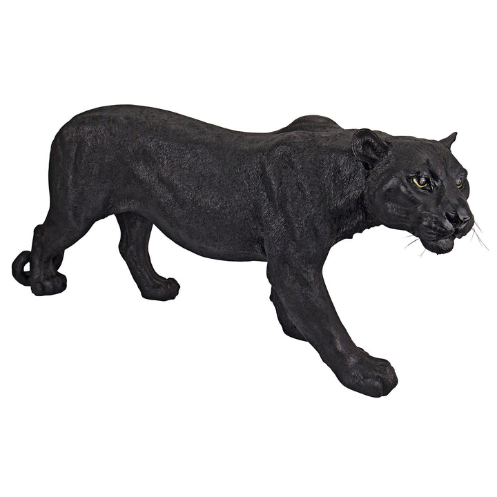 Schwarzer Panther Gartenfigur Kunstharz mit Steinsplitt handbemalt