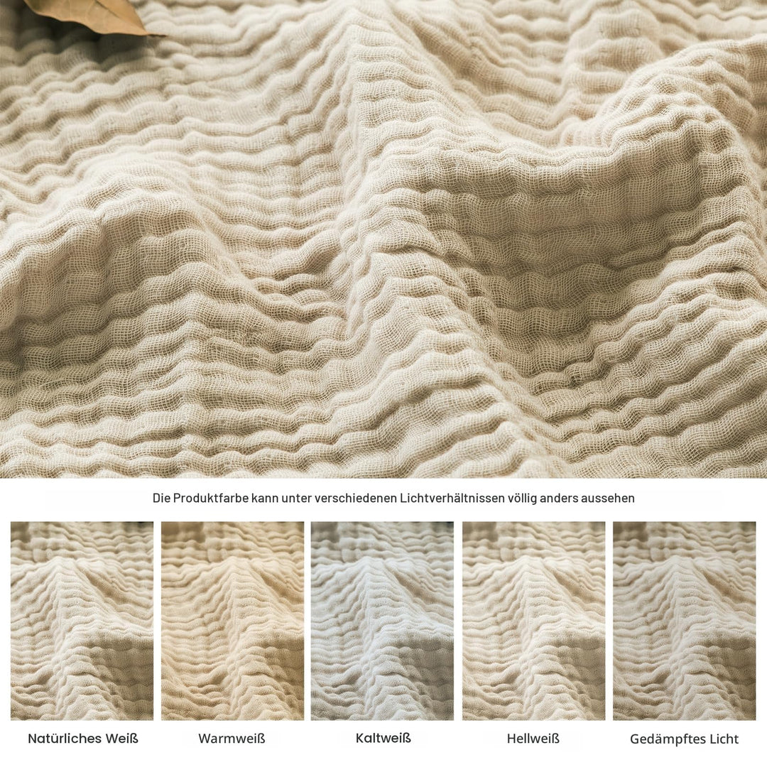 Musselin-Decke 4-lagig Baumwolle 150x200 cm OEKO-TEX Beige - Bild 8