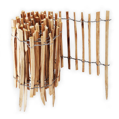 Staketenzaun Haselnussholz Rollzaun 5m x 35cm Beeteinfassung