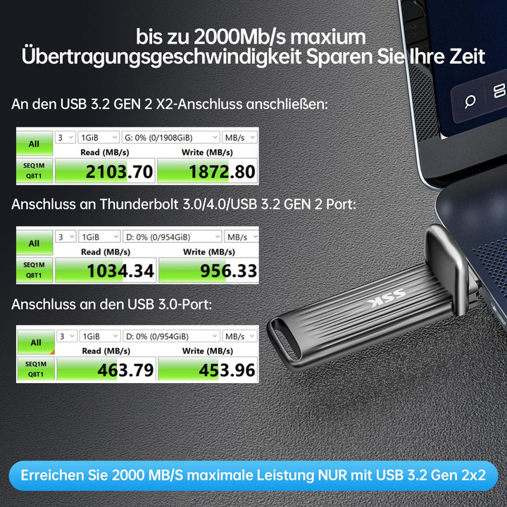 Externe SSD USB-C 1TB NVMe bis 2000 MB/s für Mac und PC - Bild 3