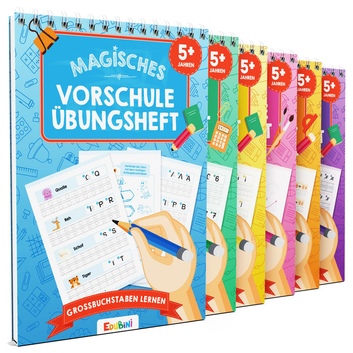 Schreiblernhefte Vorschule wiederverwendbar 6er Set mit Stift ab 5