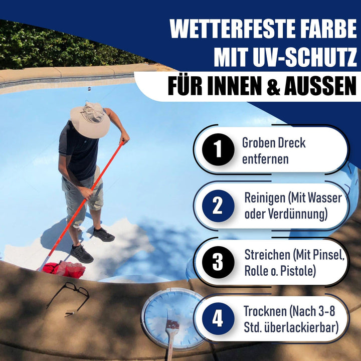 Schwimmbeckenfarbe Seidenmatt Verkehrsblau RAL 5017 Beton 30 kg - Bild 5