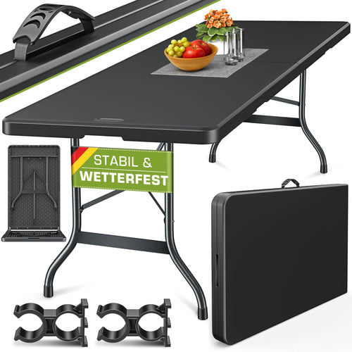 Klapptisch Garten Kunststoff 180x75 cm wetterfest mit Tragegriff