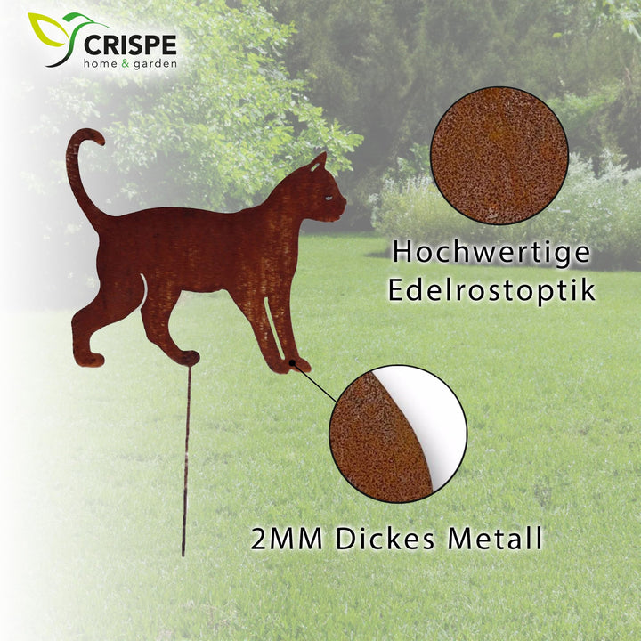 Gartenstecker Edelrost Katze laufend Metall 29 cm Gartendeko - Bild 3