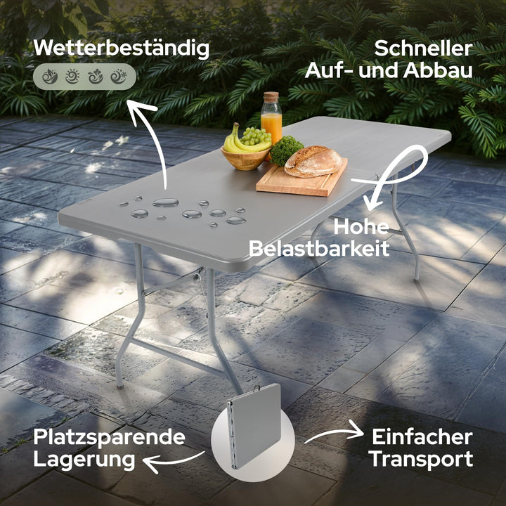 Klapptisch Anthrazit klappbar mit Tragegriff für Garten &amp; Party - Bild 2