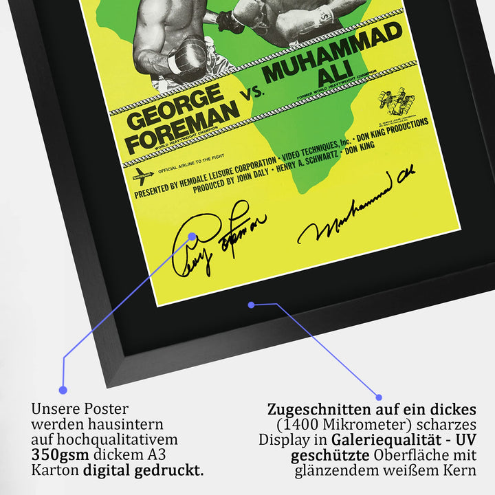 Boxposter gerahmt George Foreman vs Muhammad Ali A3 mit Autogrammdruck - Bild 4