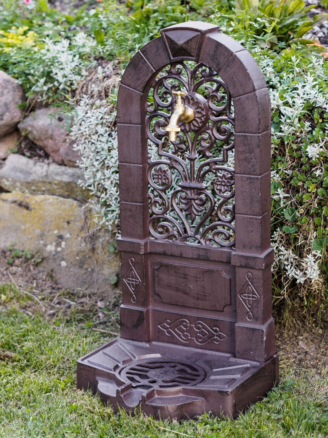 Standbrunnen Waschbecken Antik-Stil Aluminium mit Messing-Hahn 76cm - Bild 2