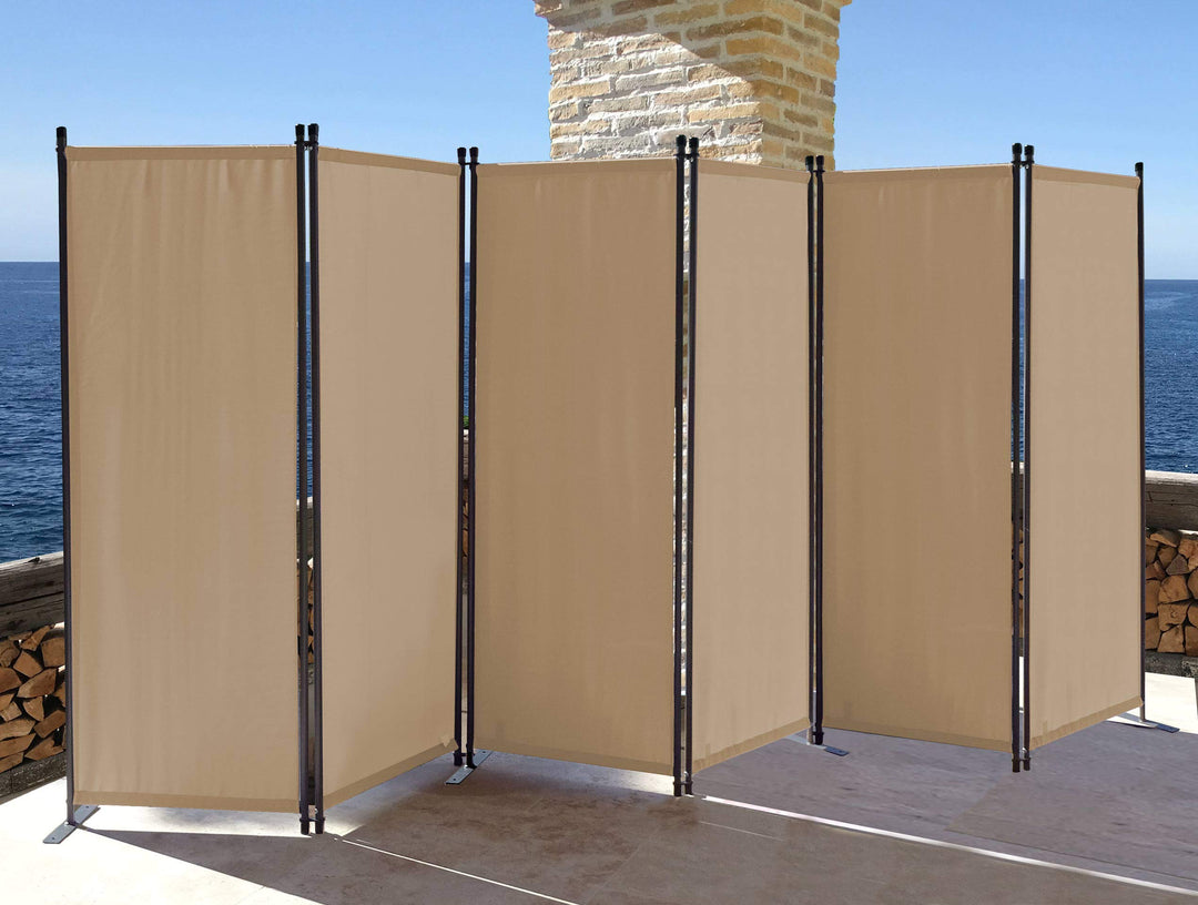 Paravent 6-teilig 340x165 cm Beige Polyester für Garten &amp; Balkon - Bild 2