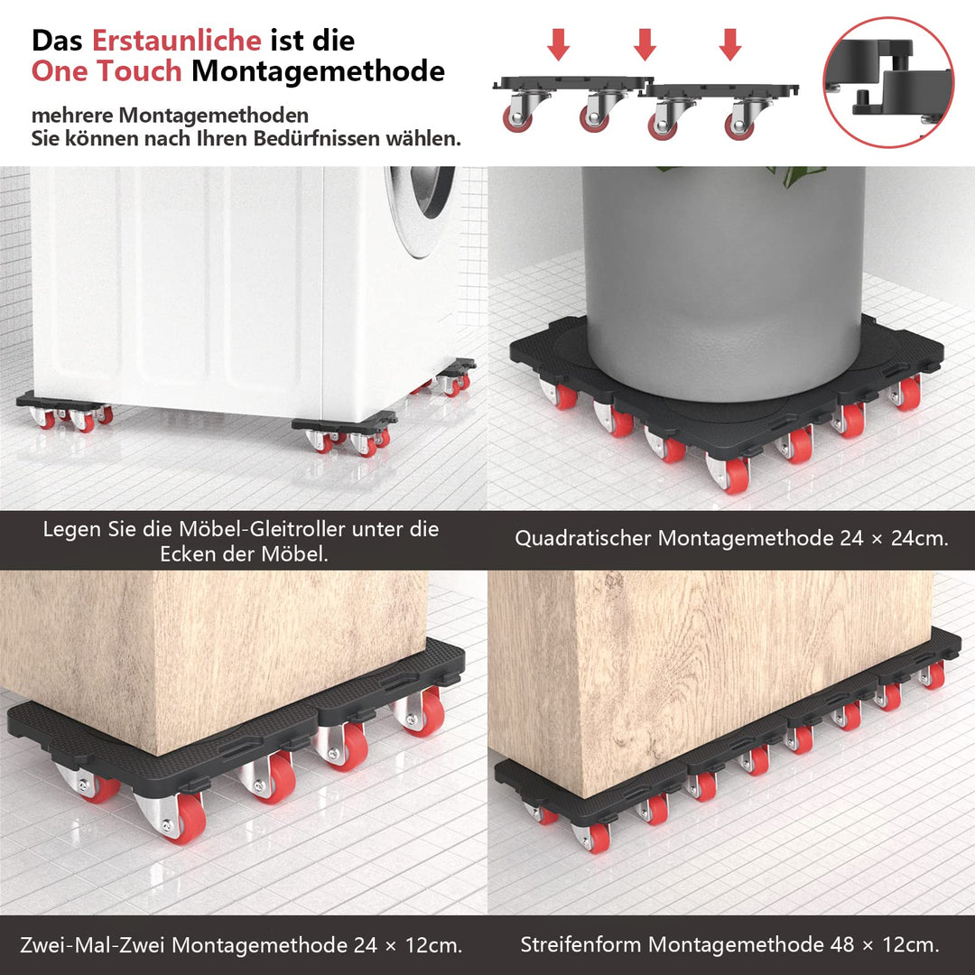Möbel-Transportroller Set mit Möbelheber 4 Rollen 360° - Bild 5