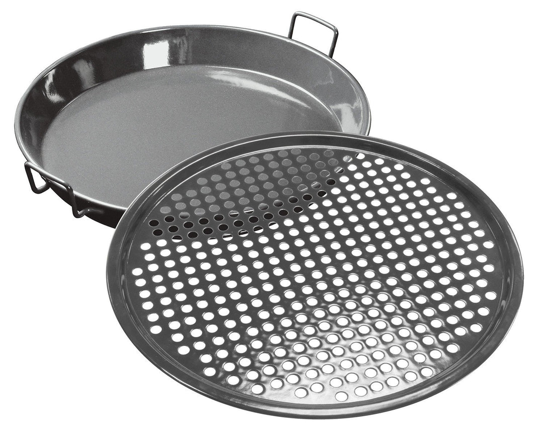 Grillset emailliert 2-teilig Pfanne 34cm &amp; Pizzablech 35cm