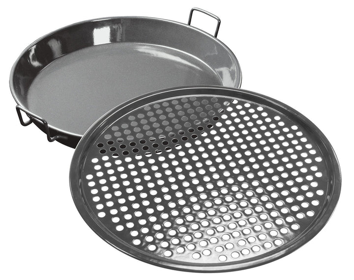 Grillset emailliert 2-teilig Pfanne 34cm &amp; Pizzablech 35cm
