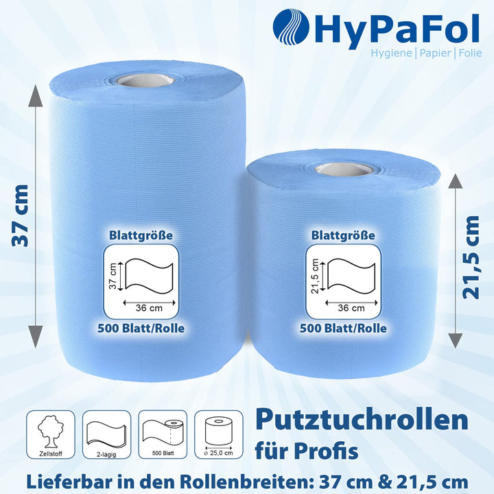 Papierrolle Industrie 2-lagig 1000 Blatt 37x36 cm blau 2er-Set - Bild 4