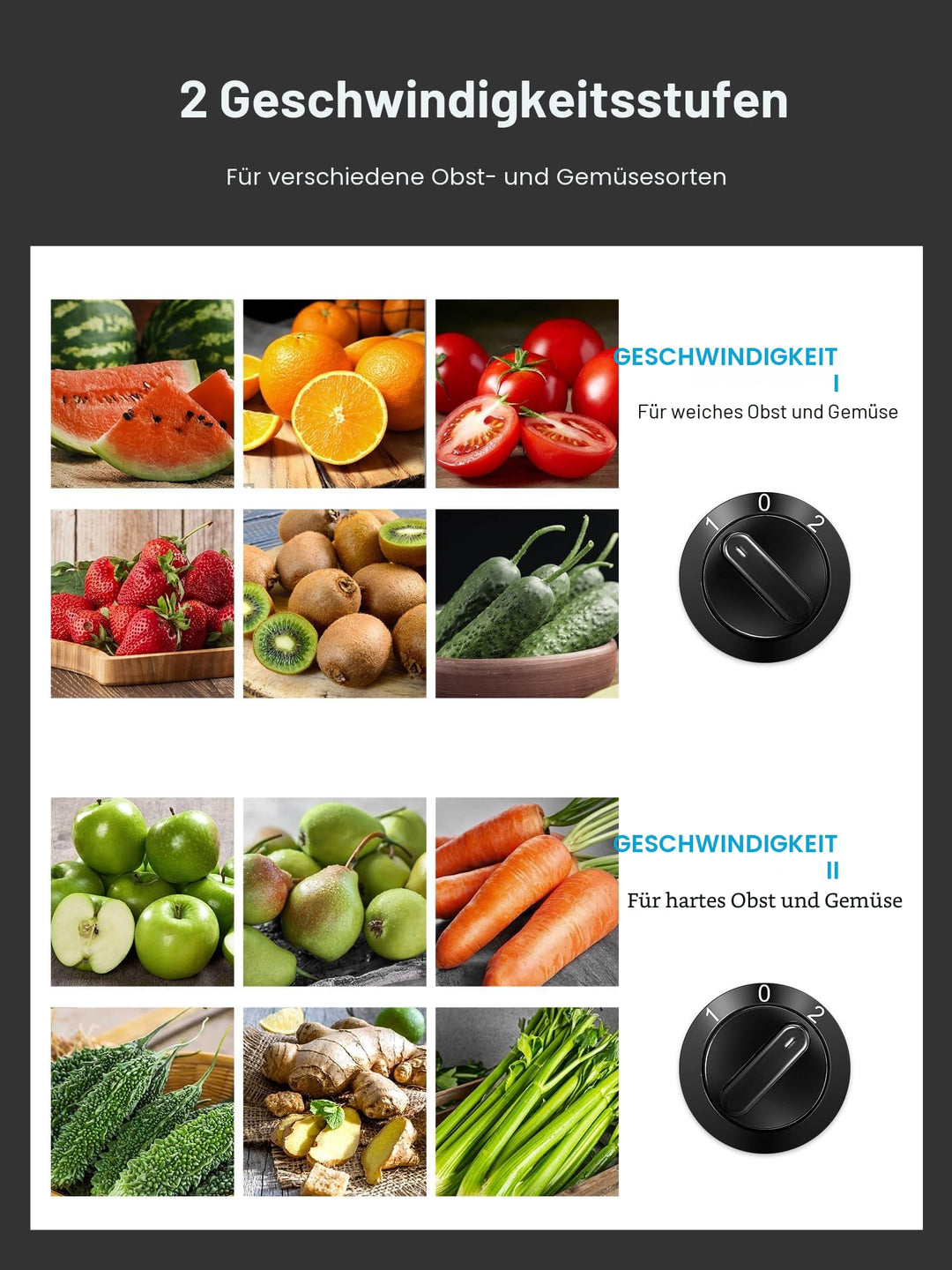Zentrifugalentsafter 800W mit 72mm Einfüllöffnung für Obst und Gemüse - Bild 3