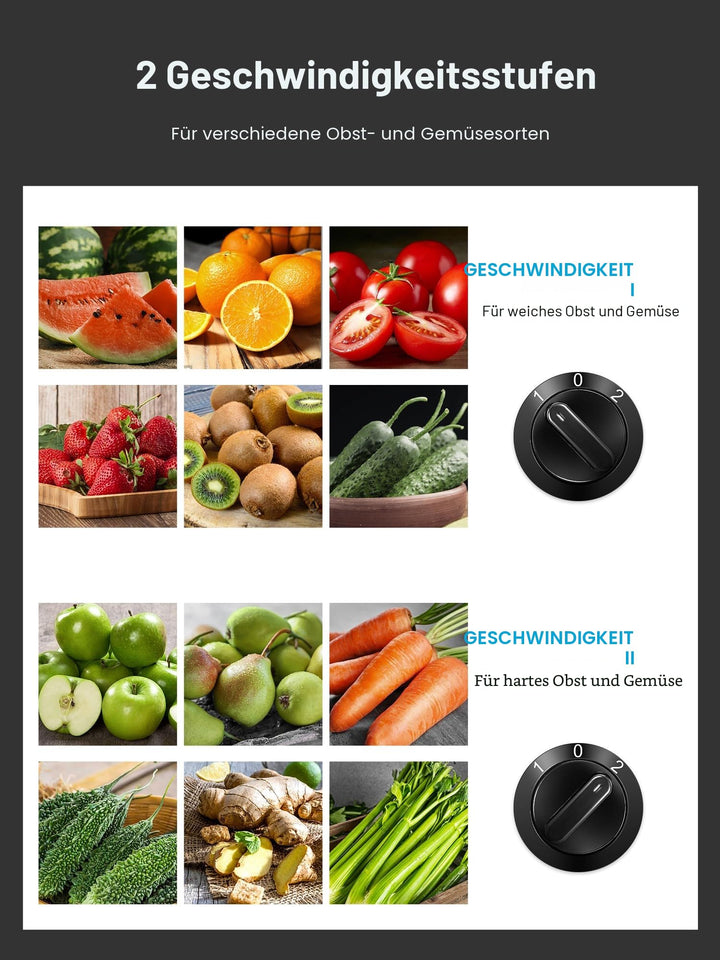 Zentrifugalentsafter 800W mit 72mm Einfüllöffnung für Obst und Gemüse - Bild 3