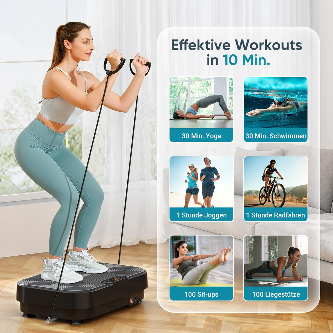 Vibrationsplatte 99 Stufen mit 5 Programmen &amp; 4 Fitnessbänder - Bild 4