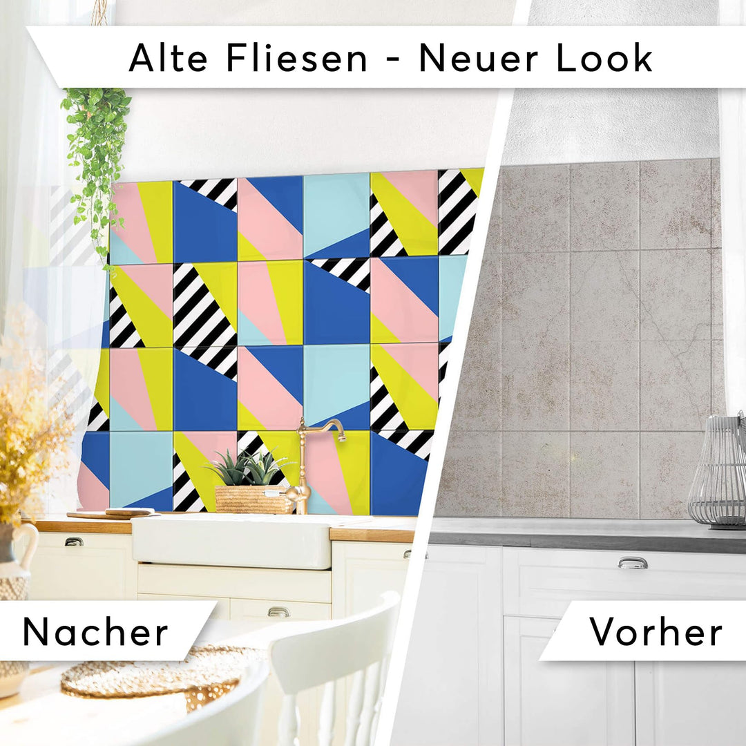 Fliesenfolie Vinyl 15x20 cm 30er-Set Küche &amp; Bad 80er Design - Bild 3