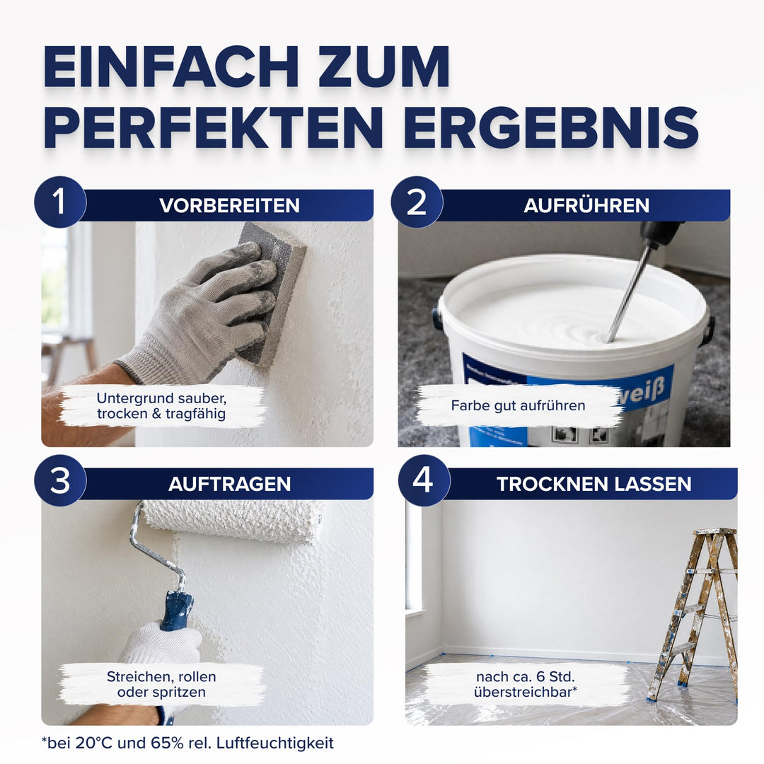 Wandfarbe Weiss matt 5L hochdeckend für Innenräume - Bild 4