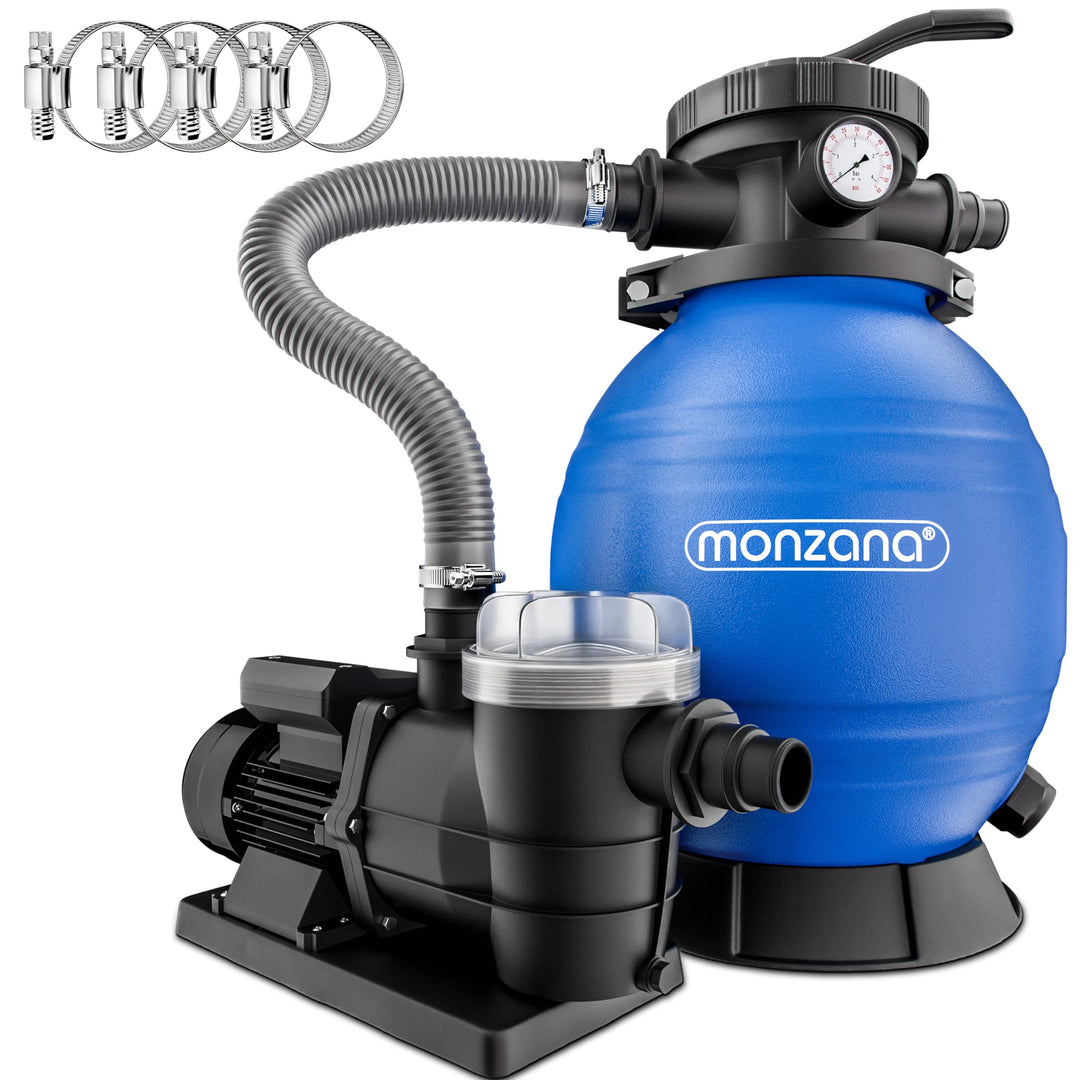 Sandfilteranlage 9600 L/h für Pools bis 30.000 L mit Druckanzeige