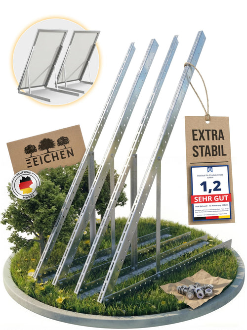 Balkonkraftwerk Halterung Aluminium 118 cm 3mm frei neigbar 4er-Set