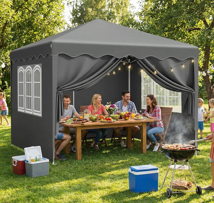 Faltpavillon 3x3m Oxford 420D UV50+ höhenverstellbar mit Seitenteilen