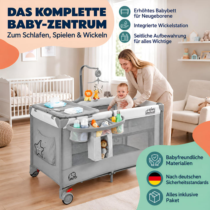 Reisebett Baby 3-in-1 mit Wickelauflage, Mobile &amp; Tragetasche - Bild 2