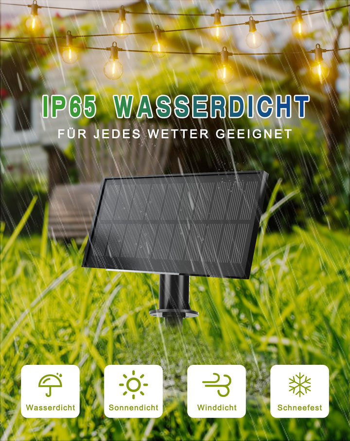 Solar Lichterkette Aussen 15 m mit 25 G40 Birnen Warmweiss IP65 - Bild 3