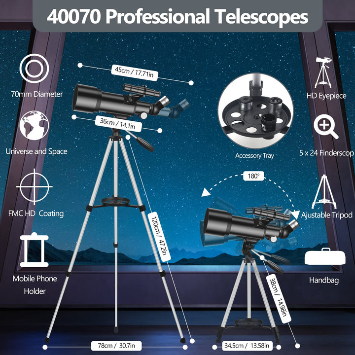 Refraktor-Teleskop 70mm Apertur 400mm für Einsteiger mit Stativ - Bild 8