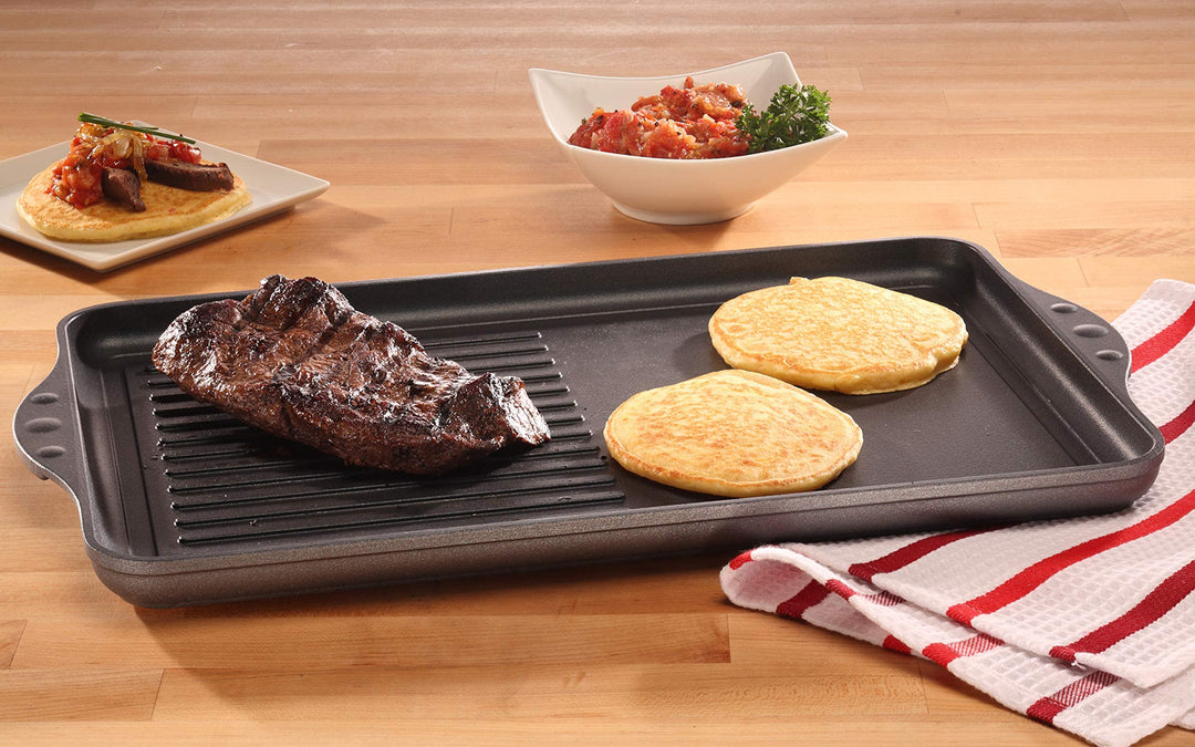 Grillplatte mit Rillen Aluminium 43x28 cm Antihaft-Beschichtung - Bild 2