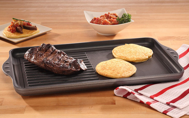 Grillplatte mit Rillen Aluminium 43x28 cm Antihaft-Beschichtung - Bild 2